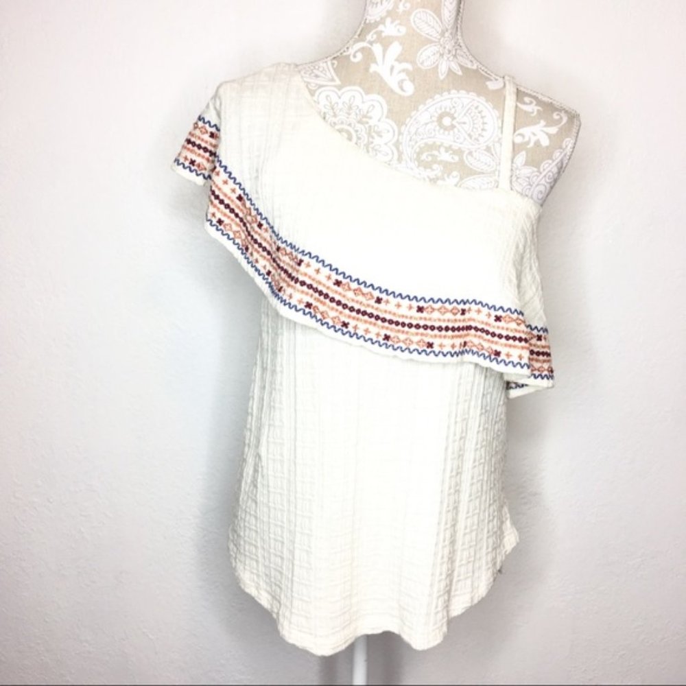 Lucky Brand SM One shoulder Ruffle Knit Blouse 755